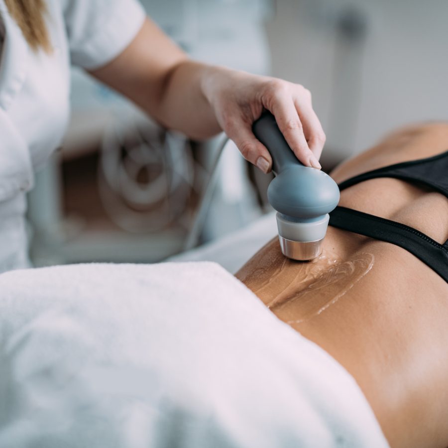 Ultrasound,In,Physical,Therapy.,Therapist,Using,Ultrasound,Applicator,On,A